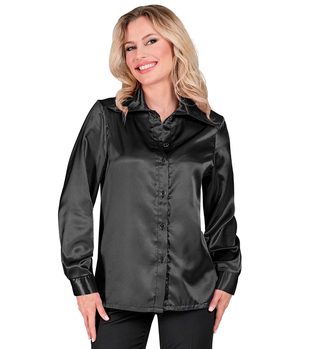 70'er Disco Skjorte Sort - Årtier kostume til voksne i størrelserne S-XL | 70'erne Disco kostume til kvinder - Temashop
