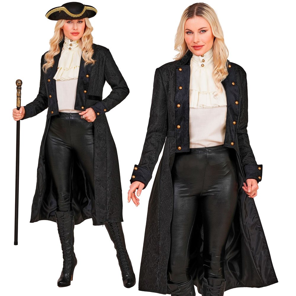 Sort Victoriansk Frakke | Pirat kostume til kvinder - Temashop