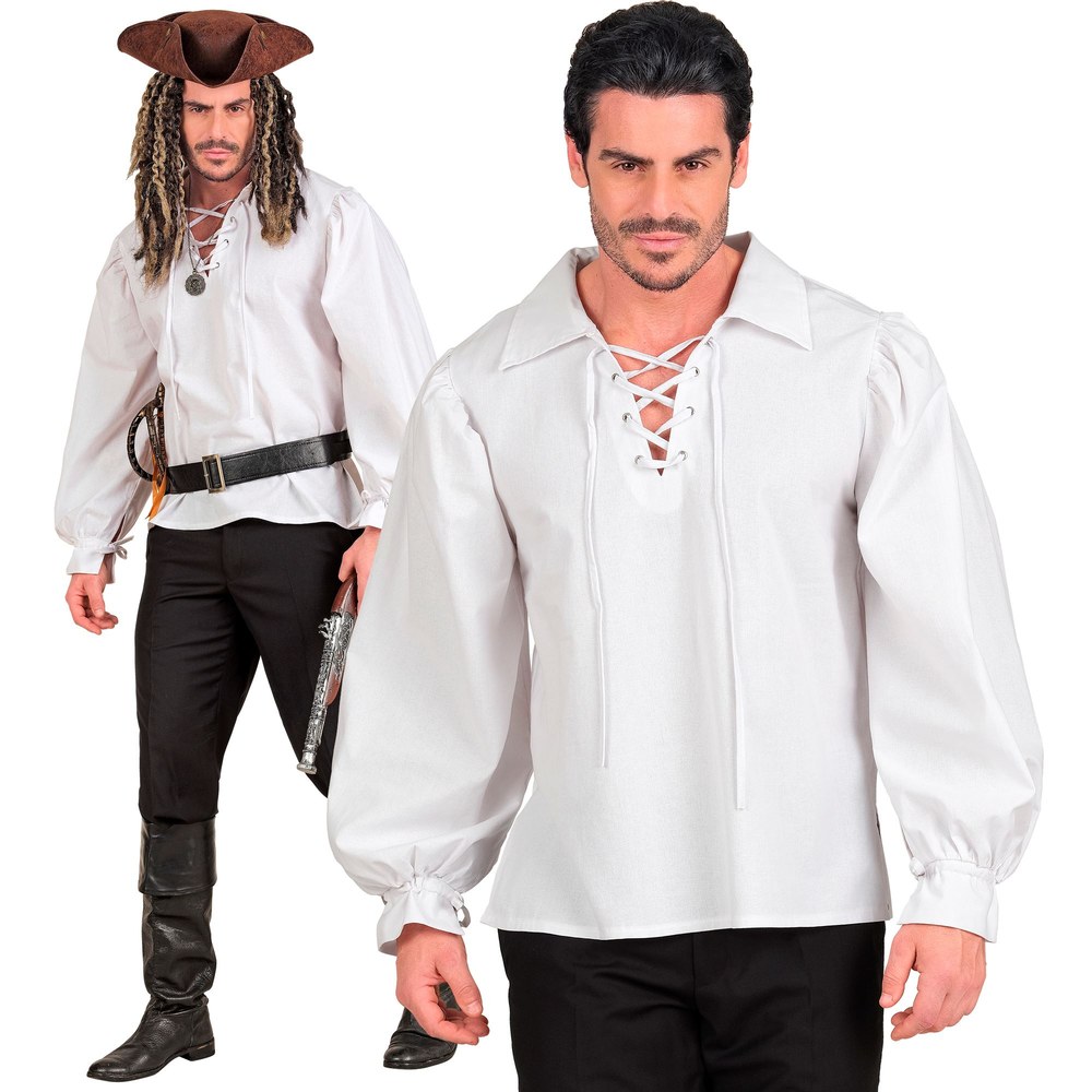 Piratskjorte Hvid | Pirat kostume til mænd - Temashop