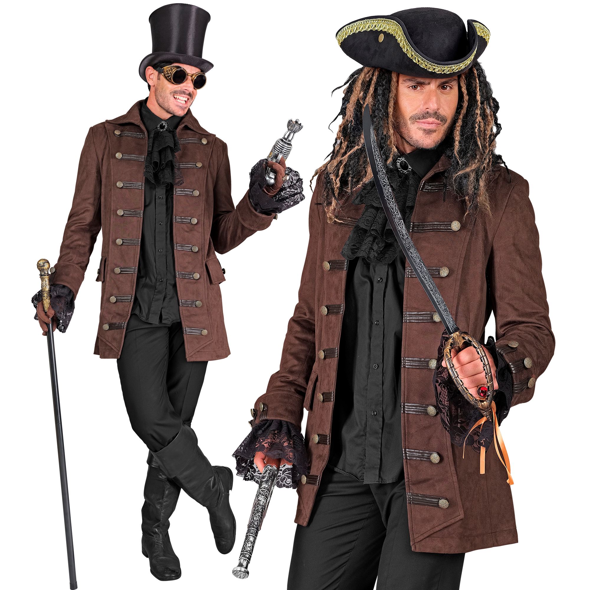 Steampunk Pirat Kaptajn Frakke Kostume - Historisk kostume til voksne i størrelserne S-XL | Steampunk kostume til mænd - Temashop