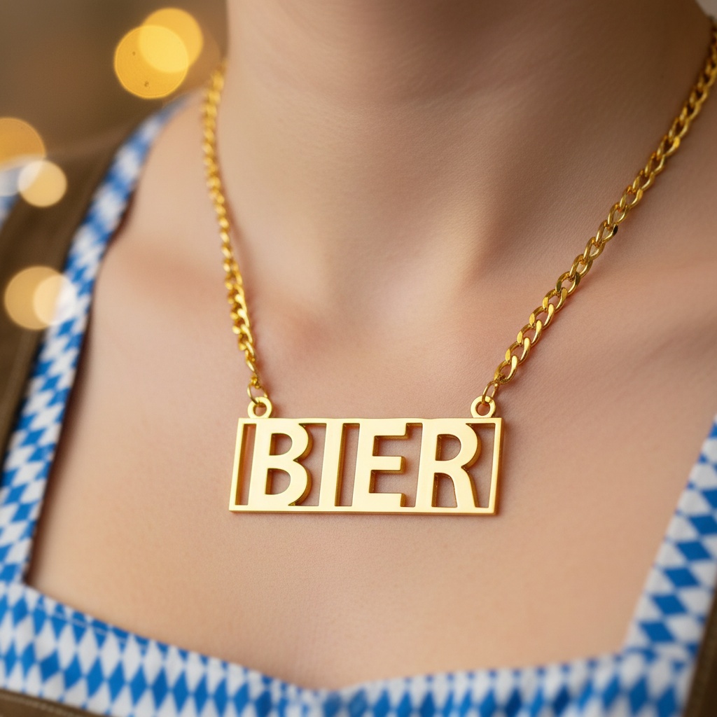 Bier Halskæde Guld | Oktoberfest Halskæder - Smykker - Temashop