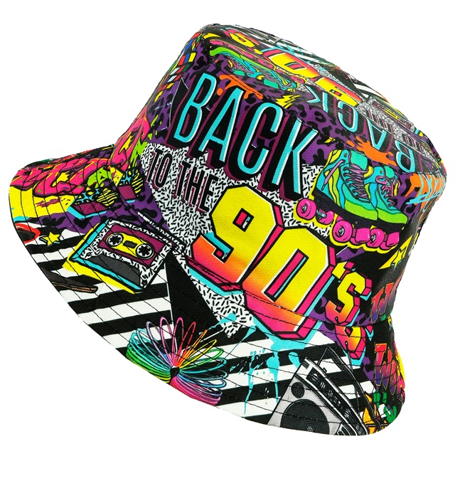 Neon 90'er Bøllehat | 90'erne Retro Hat / Hue / Hjelm - Hovedtilbehør - Temashop