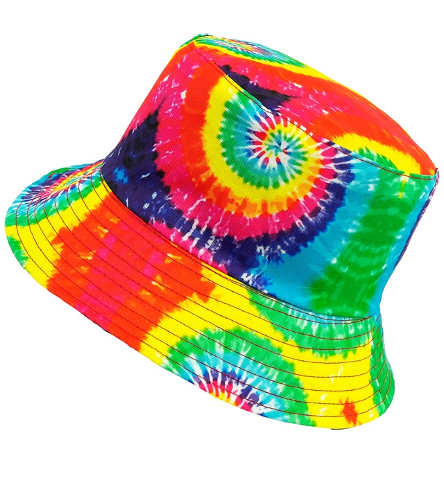 Tie-Dye Bøllehat Regnbue | 60'erne Hippie Hat / Hue / Hjelm - Hovedtilbehør - Temashop