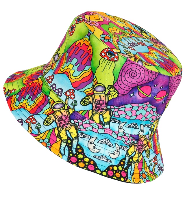 Psychedelisk Bøllehat Multifarvet | Psykedelisk Hat / Hue / Hjelm - Hovedtilbehør - Temashop