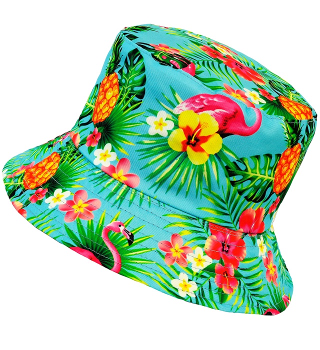Flamingo Hawaii Bøllehat Turkis | Hawaii Hat / Hue / Hjelm - Hovedtilbehør - Temashop