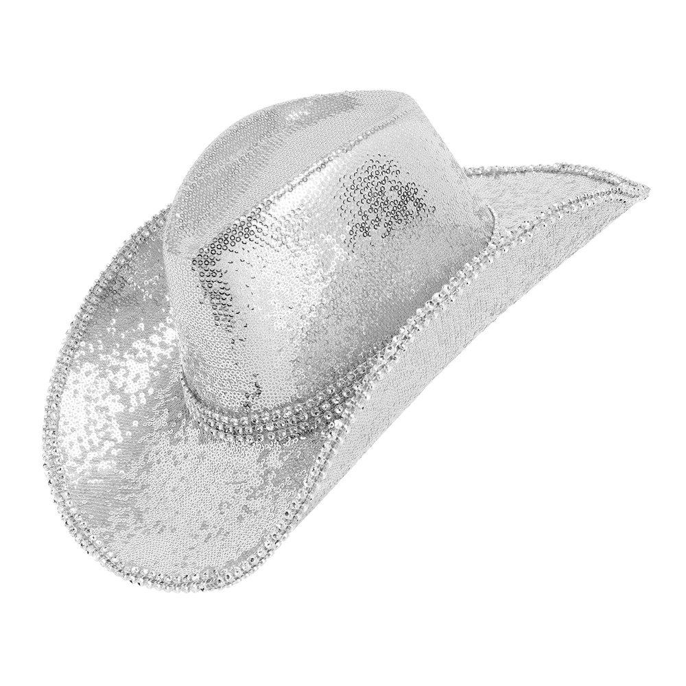 Paillet Cowboyhat Sølv (57 cm) | Det vilde vesten Hat / Hue / Hjelm - Hovedtilbehør - Temashop