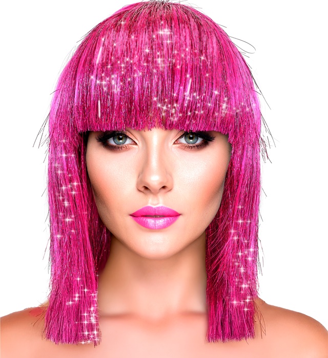 Glimmer Disko Paryk Pink | 70'erne Disco Paryk - Hovedtilbehør - Temashop