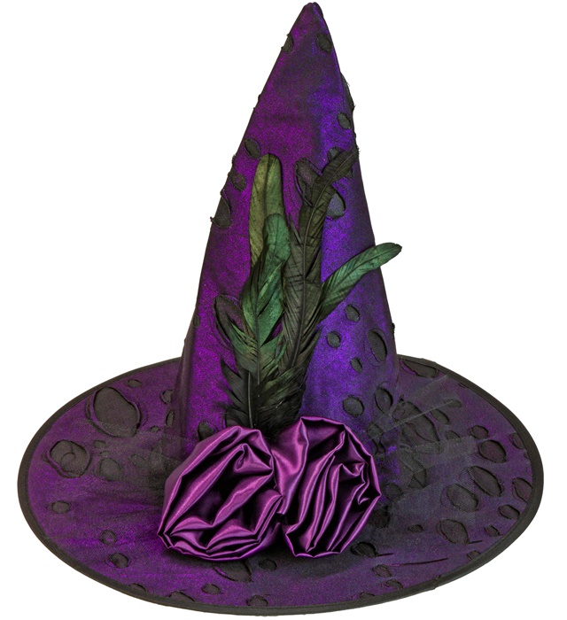 Blomstret Gotisk Heksehat Lilla | Heks Hat / Hue / Hjelm - Hovedtilbehør - Temashop