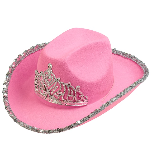 Tiara Cowboyhat Lyserød | Det vilde vesten Hat / Hue / Hjelm - Hovedtilbehør - Temashop