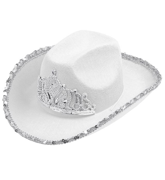 Tiara Cowboyhat Hvid | Det vilde vesten Hat / Hue / Hjelm - Hovedtilbehør - Temashop