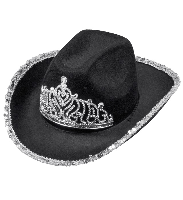 Tiara Cowboyhat Sort | Det vilde vesten Hat / Hue / Hjelm - Hovedtilbehør - Temashop