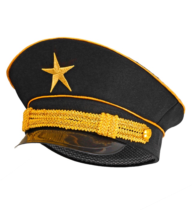 Kaptajnskasket Sort/Guld | Pilot Hat / Hue / Hjelm - Hovedtilbehør - Temashop