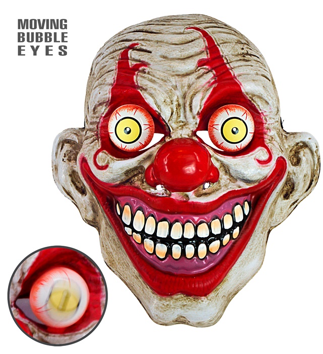 Gyserklovn Maske Med Googly Eyes | Horror Clown Maske - Hovedtilbehør - Temashop