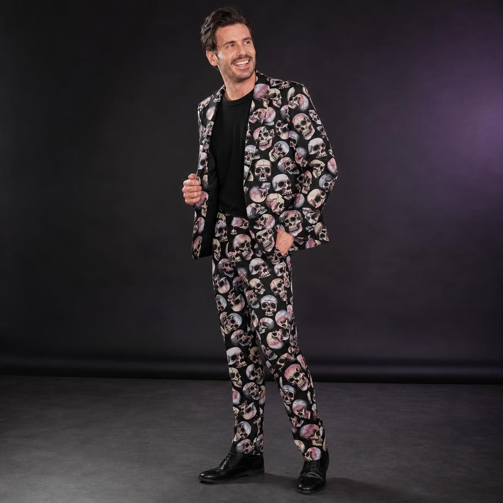 Kranie Jakkesæt - Halloween kostume til voksne i størrelserne S-XL | Skelet kostume til mænd - Temashop