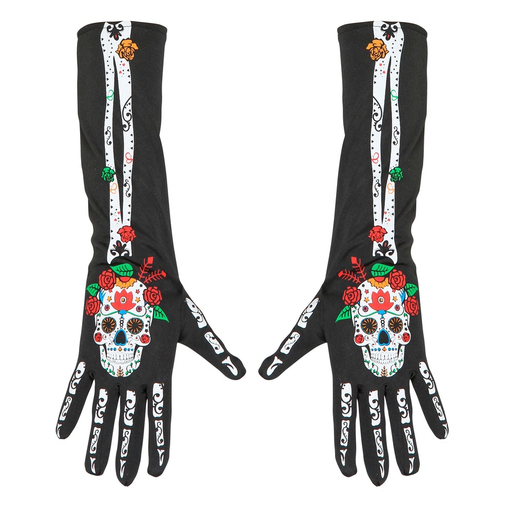 De Dødes Dag Handsker (40 cm) | Day of the Dead Handsker - Beklædning - Temashop