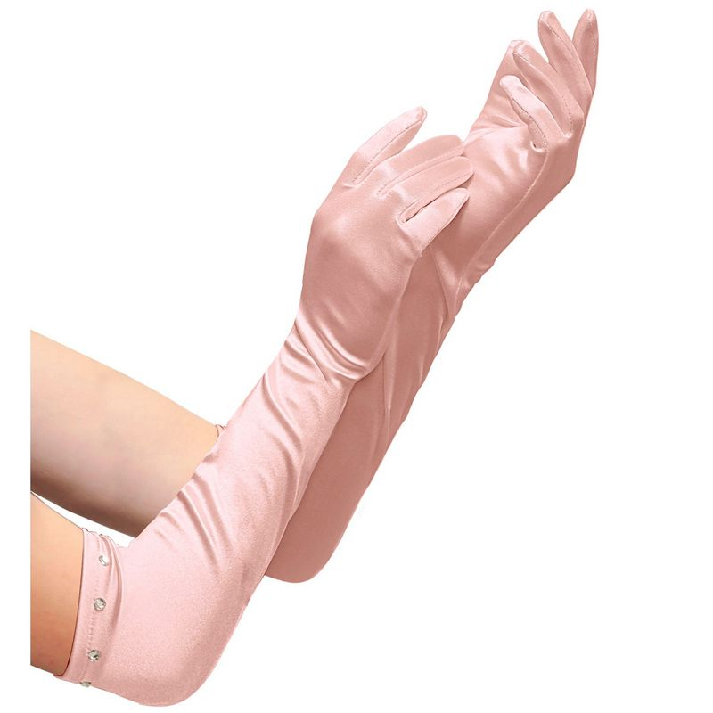 Lange Satin Børnehandsker Lyserød | Prinsesse Handsker - Beklædning - Temashop