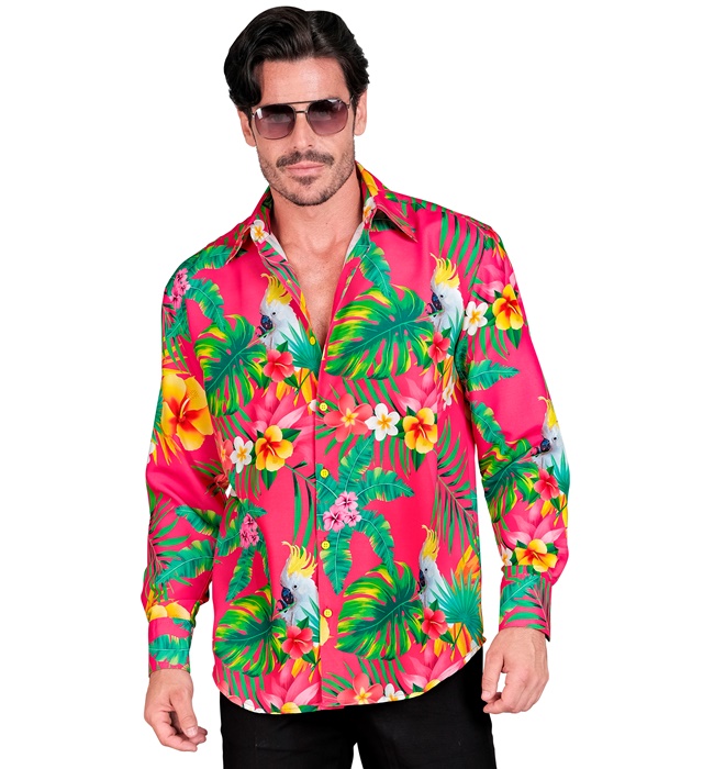 Neon Copacabana Skjorte - Temafester kostume til voksne i størrelserne S-XL | Hawaii kostume til mænd - Temashop