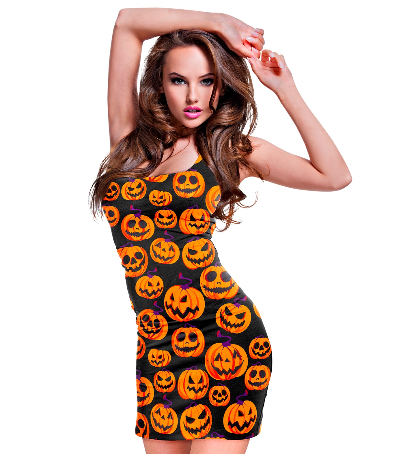 Halloween Græskarkjole - Halloween kostume til voksne i størrelserne S-XL | Græskar kostume til kvinder - Temashop