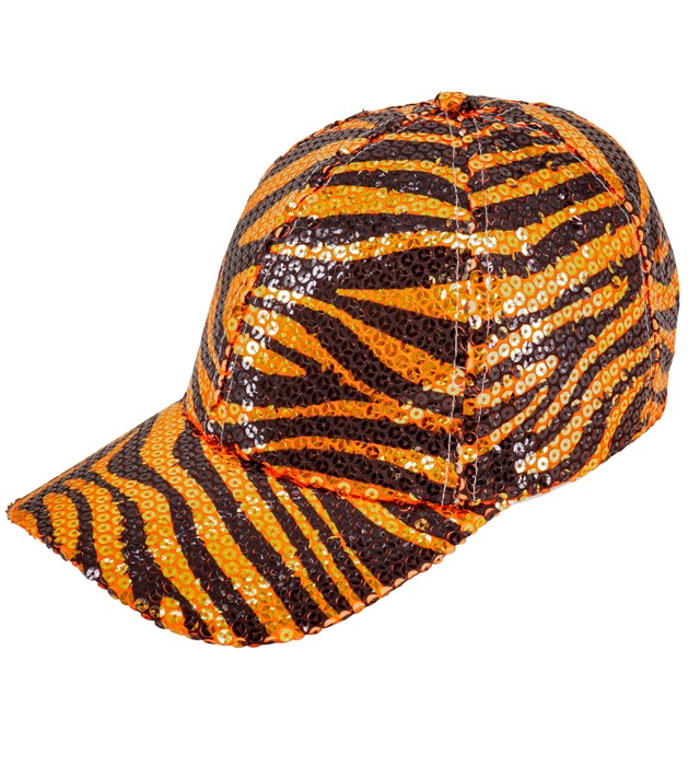 Tiger Paillet Kasket Orange | Tiger Hat / Hue / Hjelm - Hovedtilbehør - Temashop