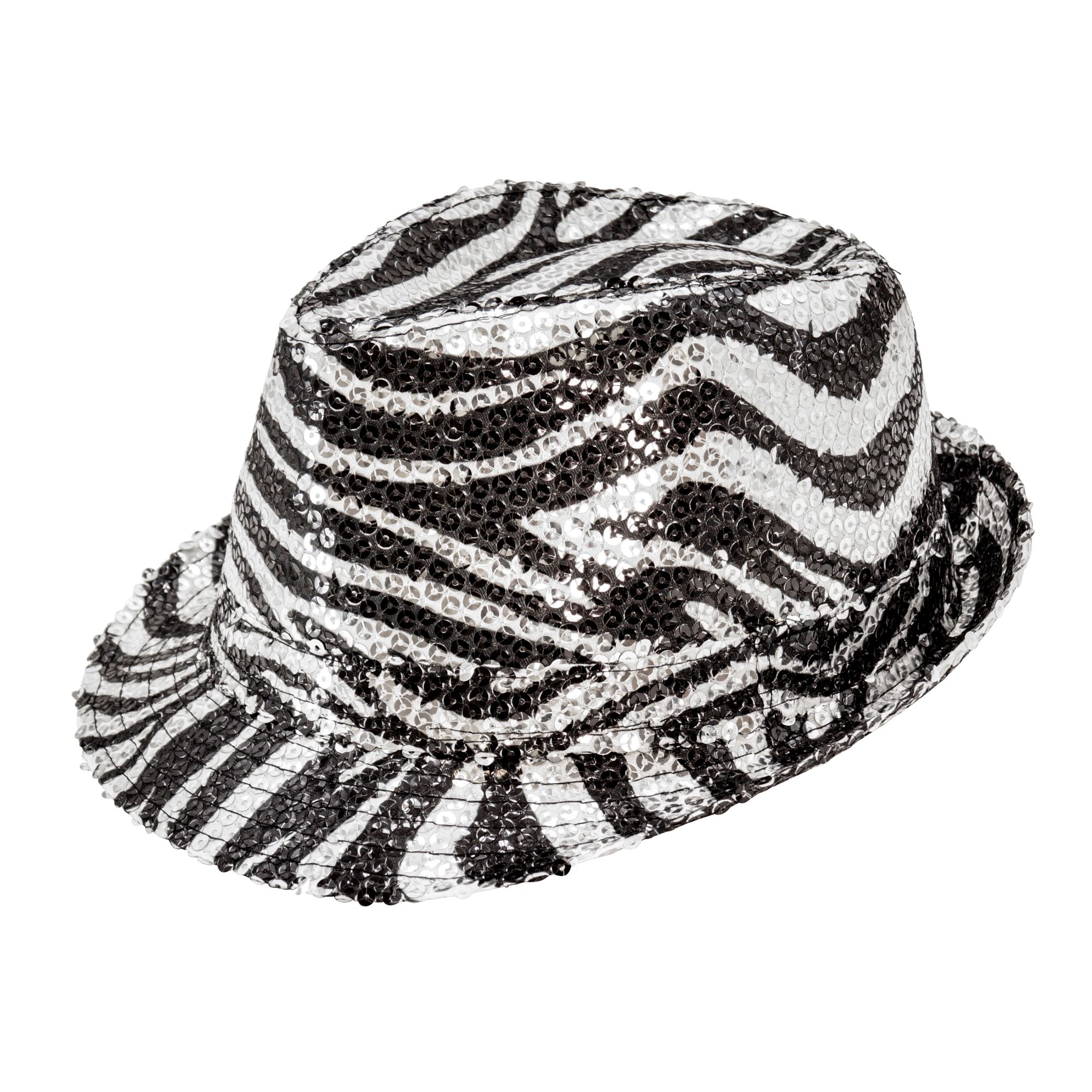 Zebrastribet Fedora Hat Sølv | Zebra Hat / Hue / Hjelm - Hovedtilbehør - Temashop