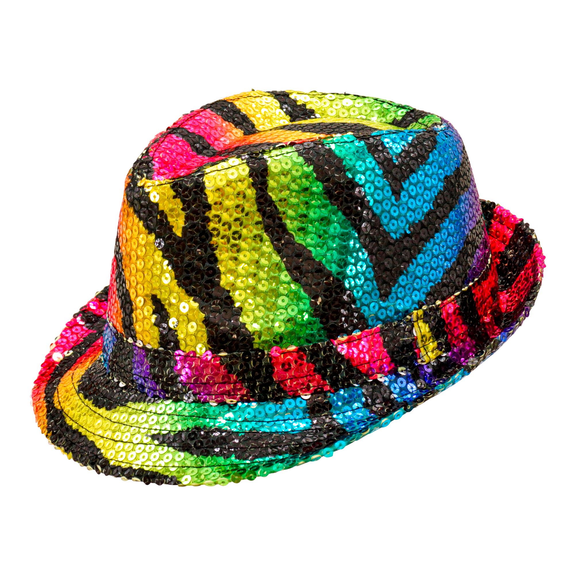 Zebrastribet Fedora Hat Regnbue | Regnbue Hat / Hue / Hjelm - Hovedtilbehør - Temashop