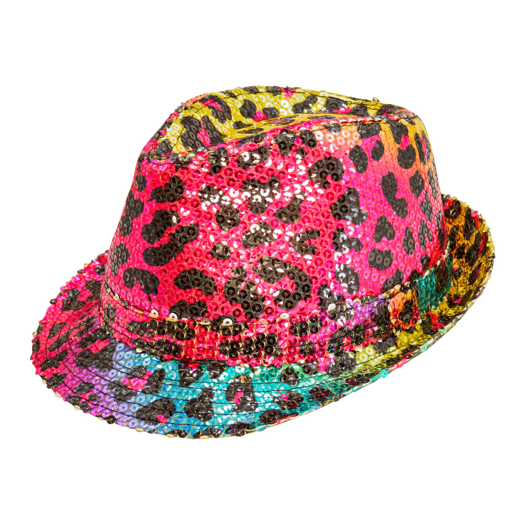 Leopardplettet Fedora Hat Regnbue | Leopard Hat / Hue / Hjelm - Hovedtilbehør - Temashop