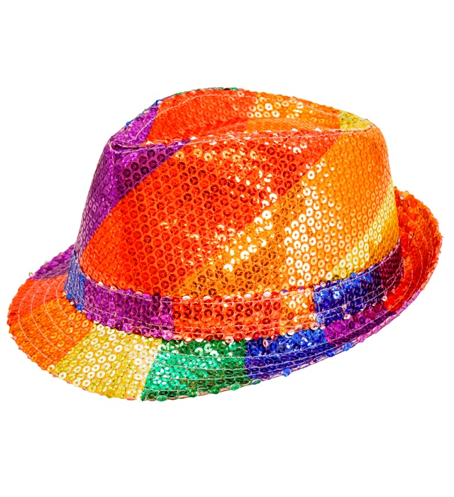 Paillet Fedora Regnbue | Pride Hat / Hue / Hjelm - Hovedtilbehør - Temashop