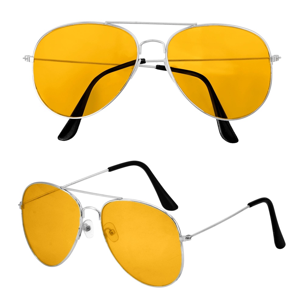 70'er Aviator Briller Gul | Gul tema Briller - Hovedtilbehør - Temashop