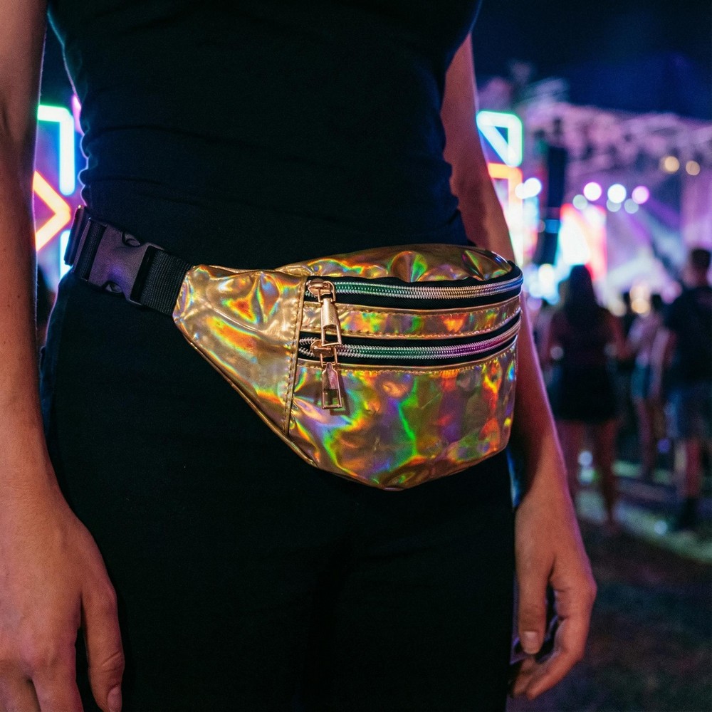 Holografisk Bæltetaske Guld | 90'erne Retro Taske / Pung - Kropstilbehør - Temashop