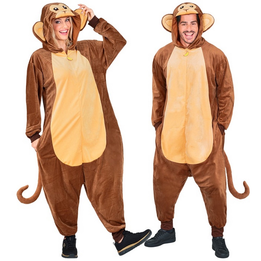 Plys Abe Kostume Brun - Dyr kostume til voksne i størrelserne S-XL | Abe - Temashop