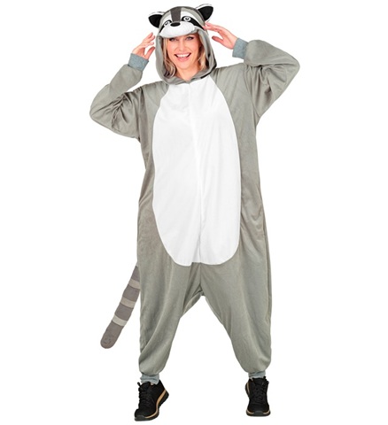Plysset Vaskebjørn Kostume - Dyr kostume til voksne i størrelserne S-XL | Zoo dyr - Temashop