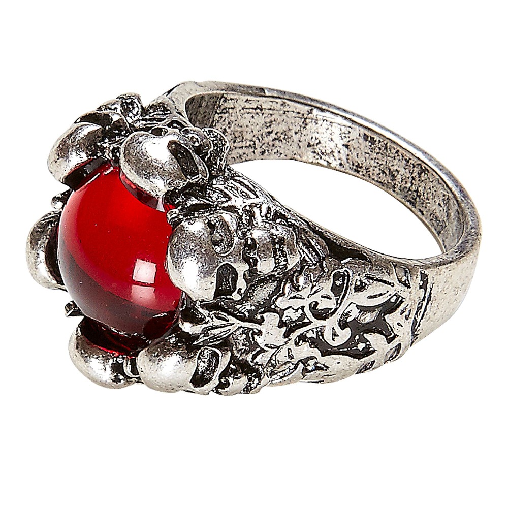 Kranie Ring Med Rød Sten | Skelet Ringe - Smykker - Temashop