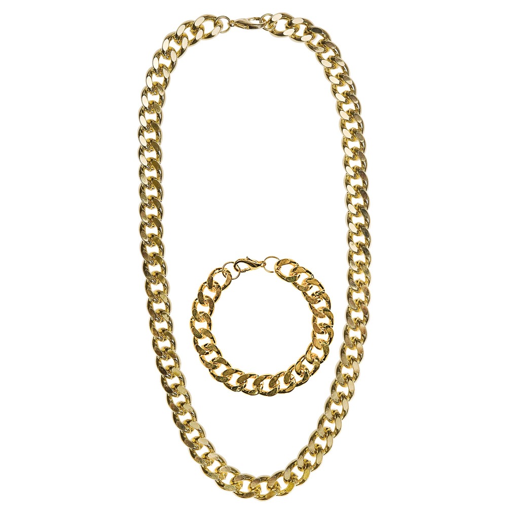 Pimp Halskæde Og Armbånd Guld | Pimp Tilbehørskit - Kropstilbehør - Temashop