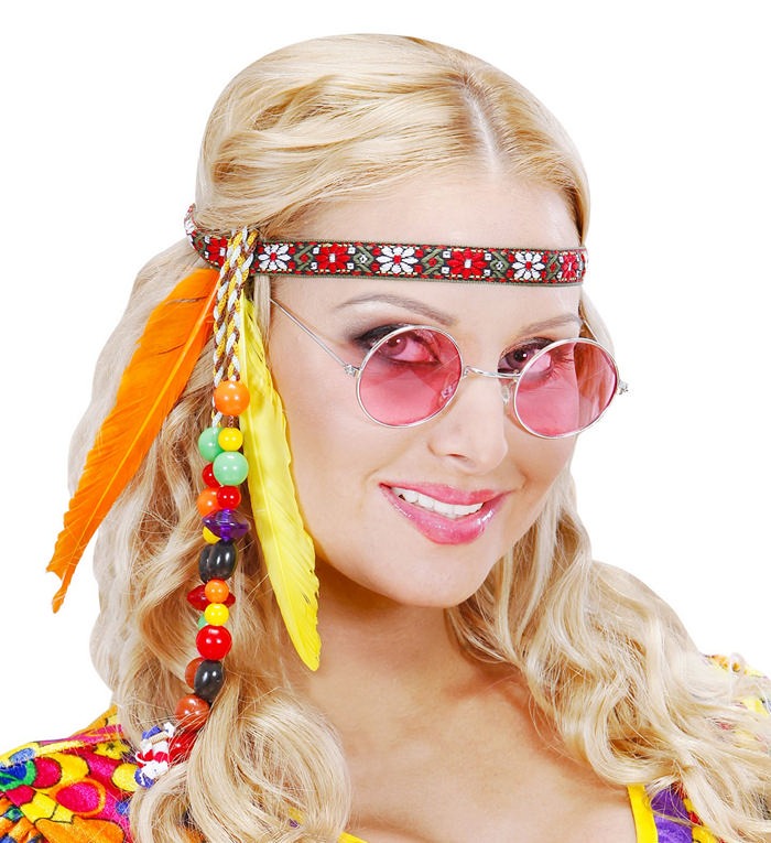 Hippie Pandebånd Multifarvet | 60'erne Hippie Hårbøjle / Pandebånd / Hårbånd - Hovedtilbehør - Temashop