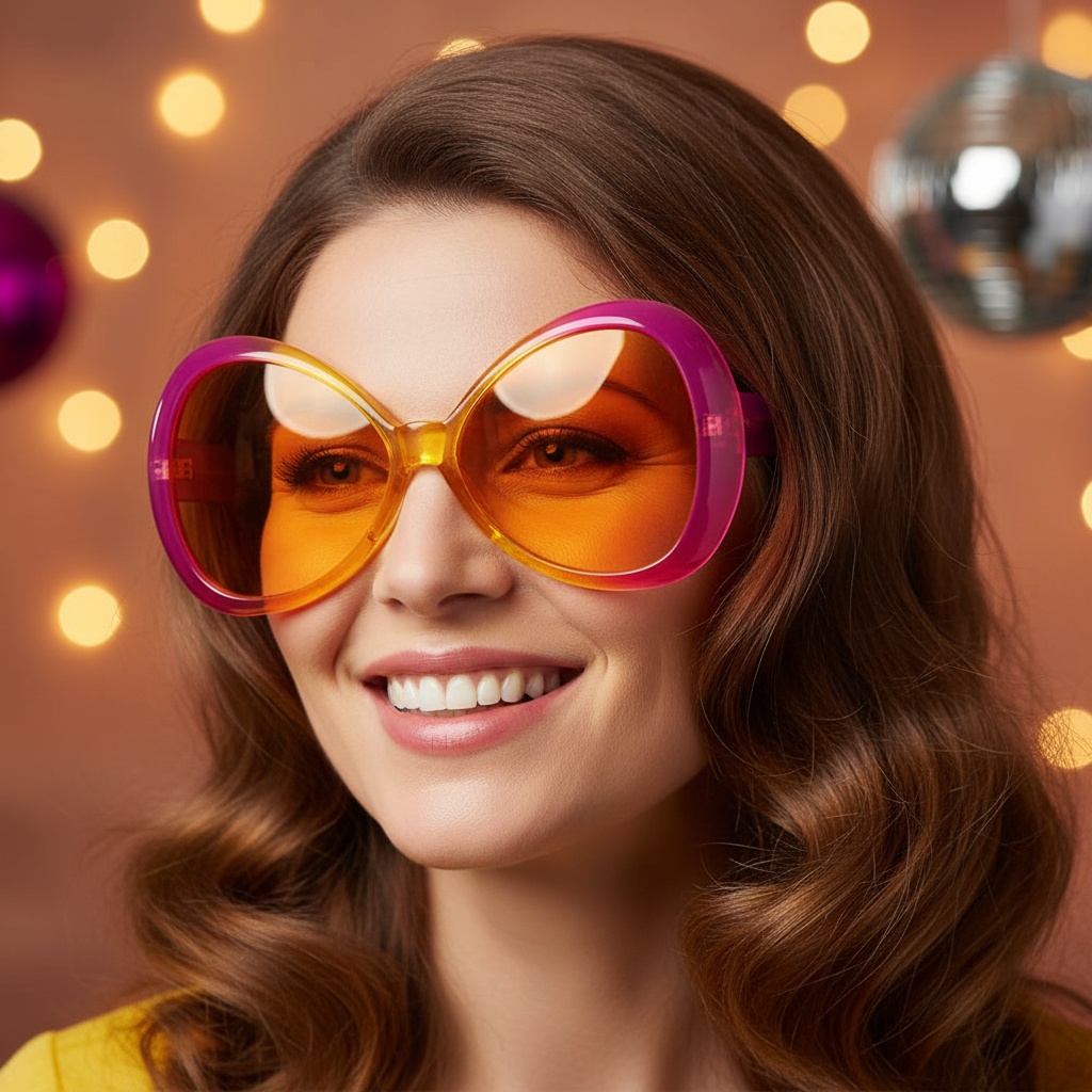 Jackie Hippiebriller Pink/Gul | 60'erne Hippie Briller - Hovedtilbehør - Temashop