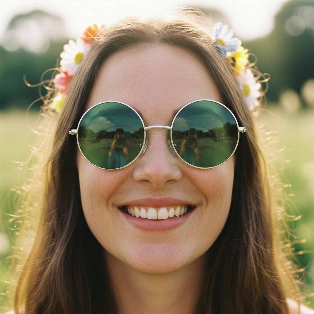 60'er Hippiebriller Grøn | 60'erne Hippie Briller - Hovedtilbehør - Temashop