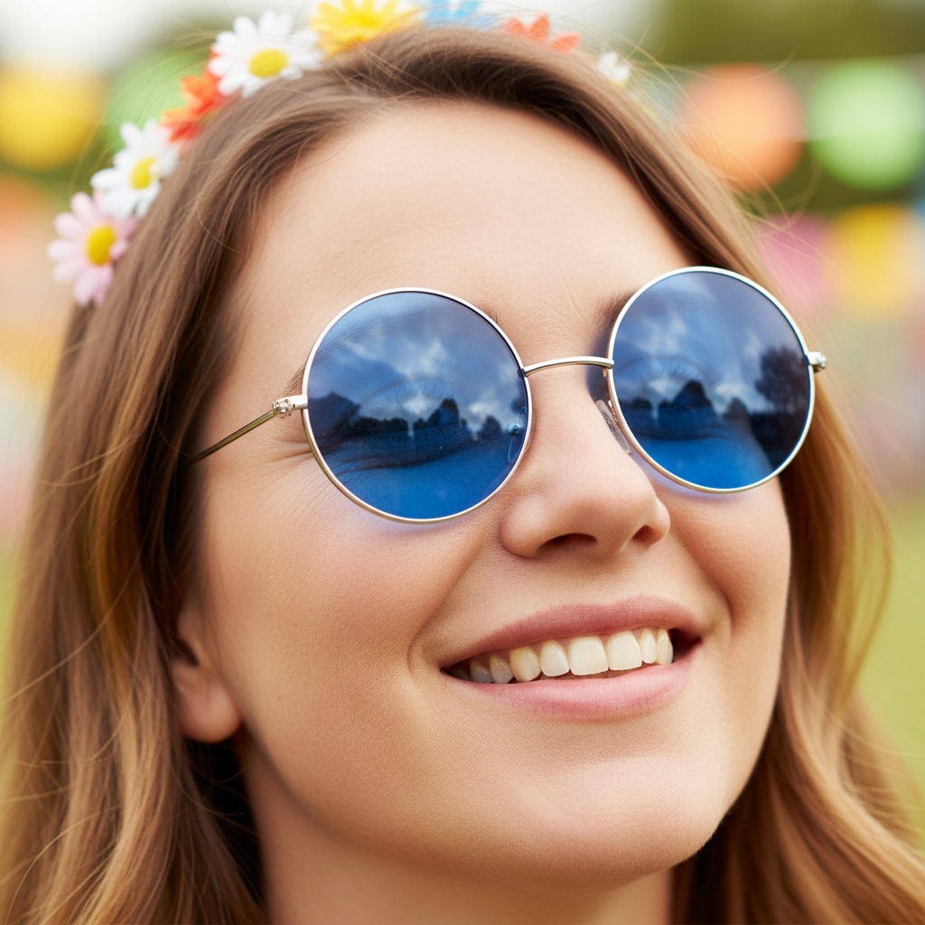 60'er Hippiebriller Blå | 60'erne Hippie Briller - Hovedtilbehør - Temashop