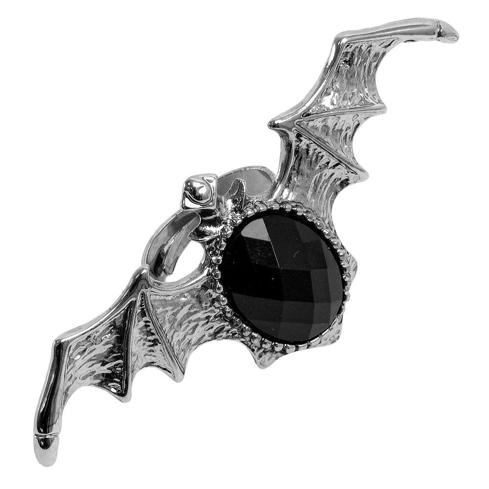 Gotisk Flagermusring Med Sort Sten | Flagermus Ringe - Smykker - Temashop