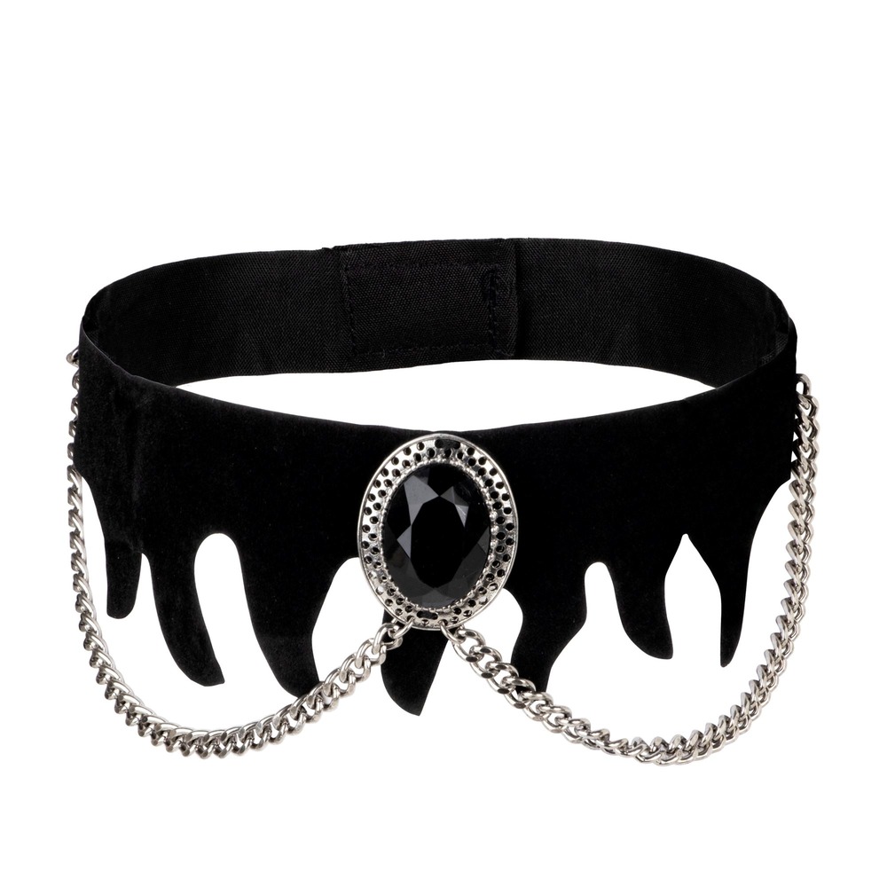 Gotisk Choker Med Sort Sten & Kæder | Gotisk Halskæder - Smykker - Temashop