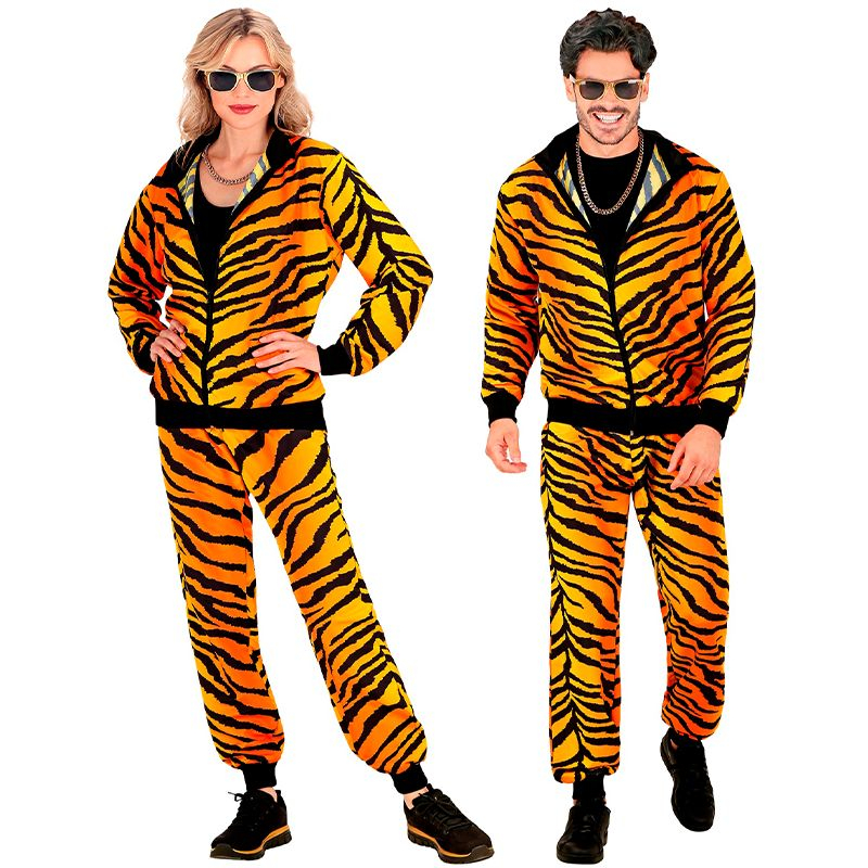 Tiger 80'er Træningsdragt Kostume - Årtier kostume til voksne i størrelserne S-XL | 80'erne Totally - Temashop