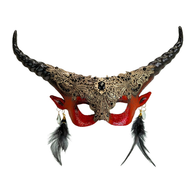 Djævlehorn Halvmaske Rød