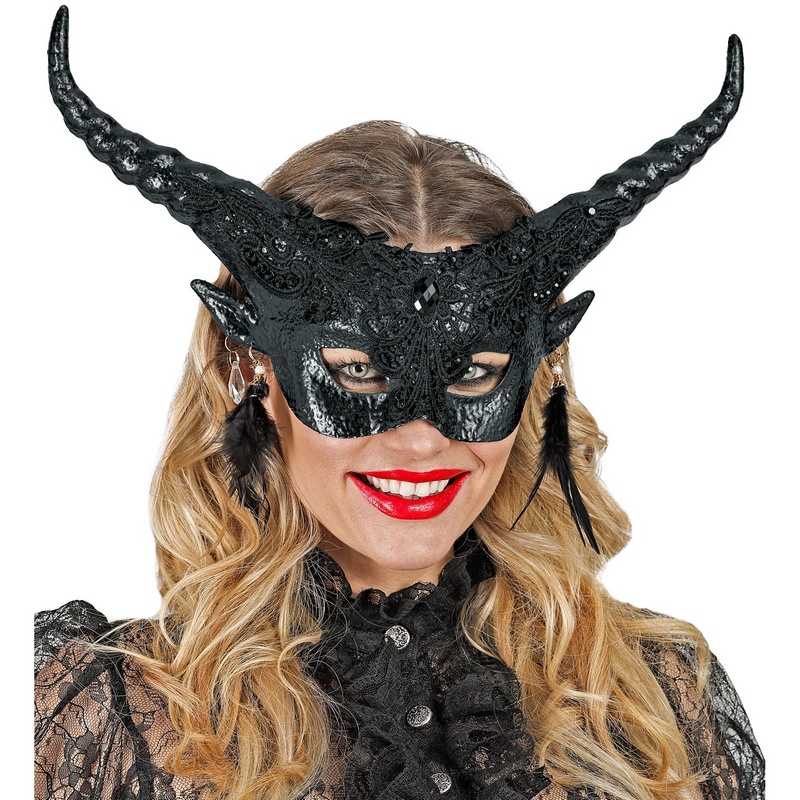 Lucifer Halvmaske Sort