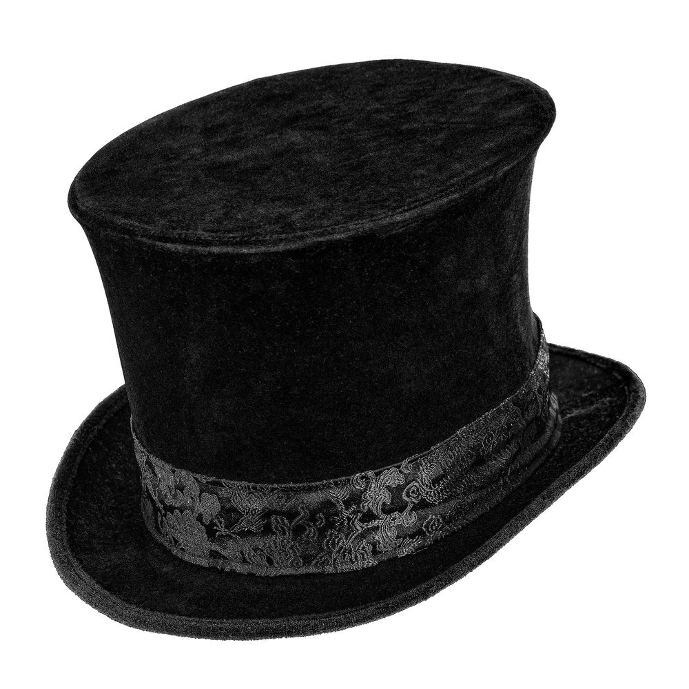 Sort Fløjlscylinderhat (16 cm) | Gentleman Hat / Hue / Hjelm - Hovedtilbehør - Temashop