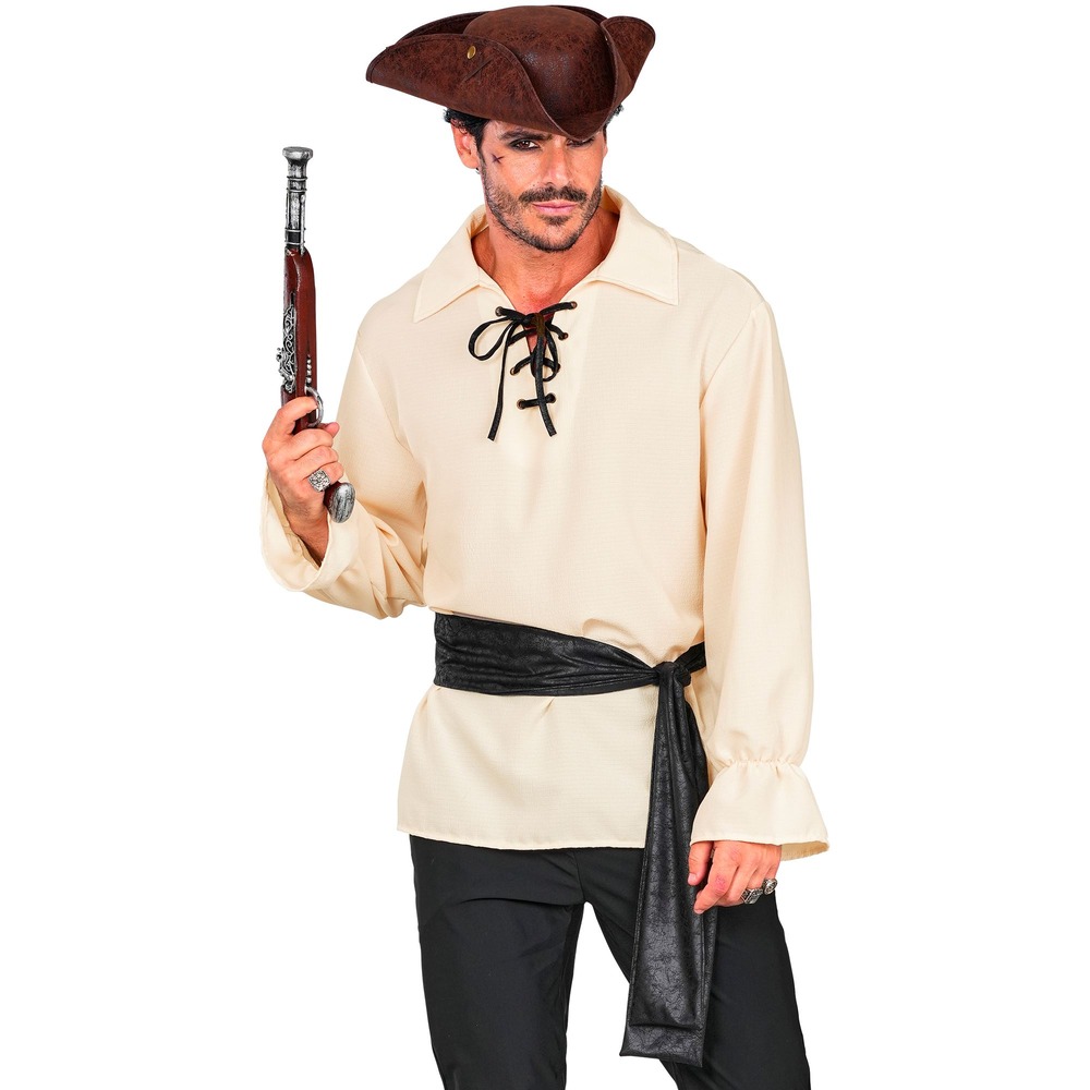 Pirat Skjorte Med Skærf Beige | Pirat kostume til mænd - Temashop