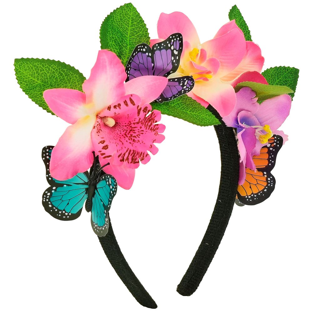 Blomster Og Sommerfugle Hårbøjle Lyserød | Sommerfugl Hårbøjle / Pandebånd / Hårbånd - Hovedtilbehør - Temashop