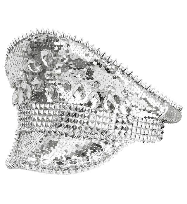 Glimmer Kaptajnhat Sølv | Festival Hat / Hue / Hjelm - Hovedtilbehør - Temashop