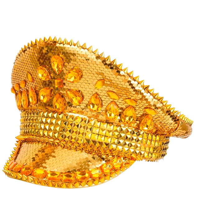 Glimmer Kaptajnhat Guld | Elton John Hat / Hue / Hjelm - Hovedtilbehør - Temashop