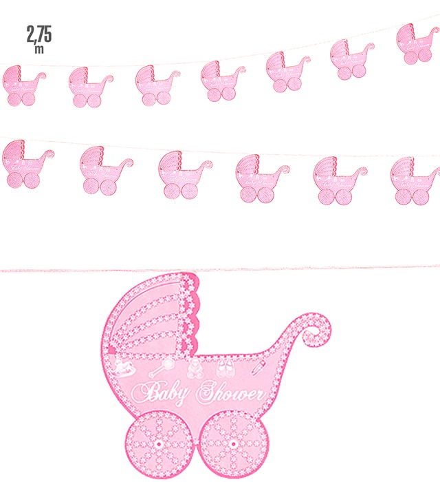 Babyshower Barnevogn Guirlande Lyserød
