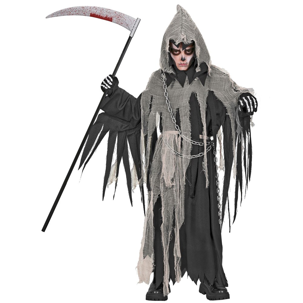 Lænket Grim Reaper Børnekostume | Manden med leen udklædning til børn - Temashop
