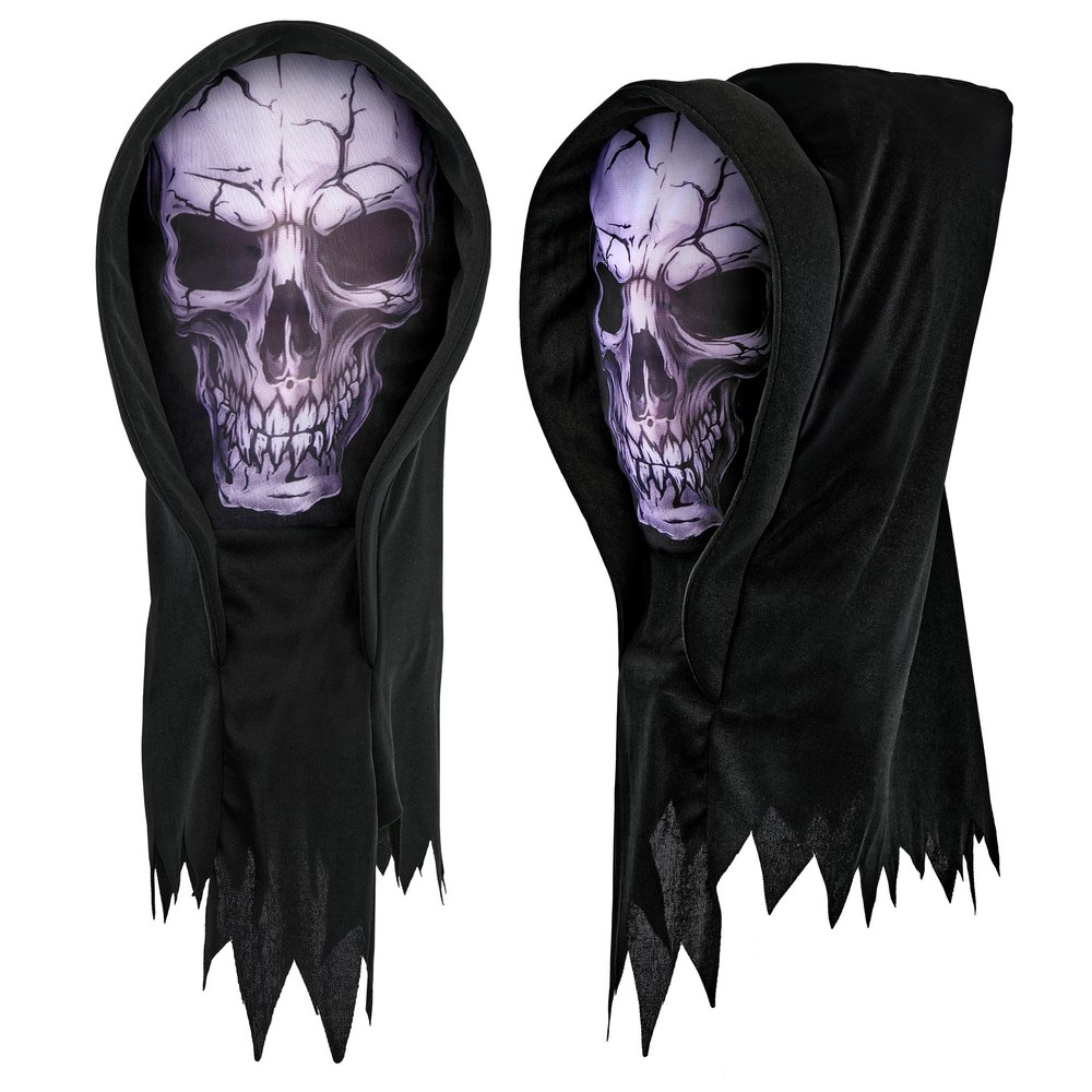 Kranie Maske Med Hætte | Skelet Maske - Hovedtilbehør - Temashop